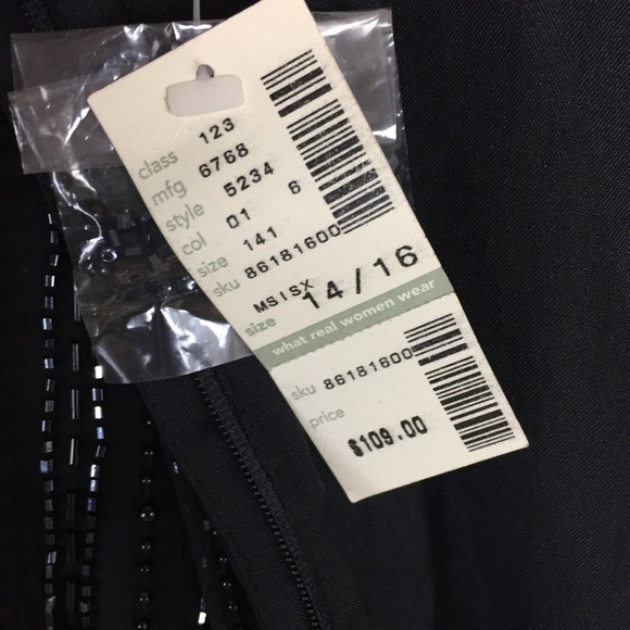 Lane Bryant Black Silk Beaded Dress Size 14/16 NWT - Picture 7 of 8